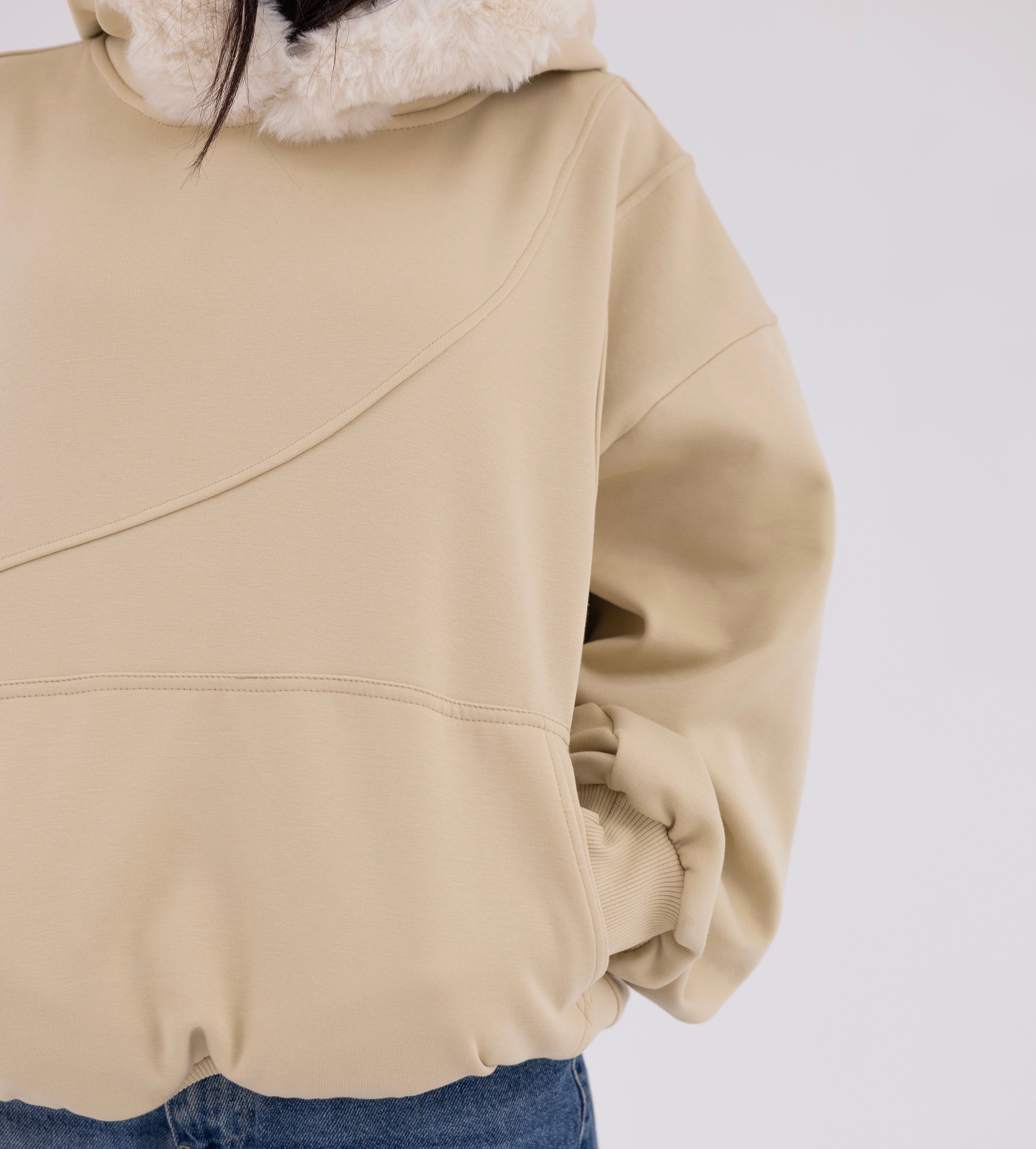 Fur Hoodie Beige