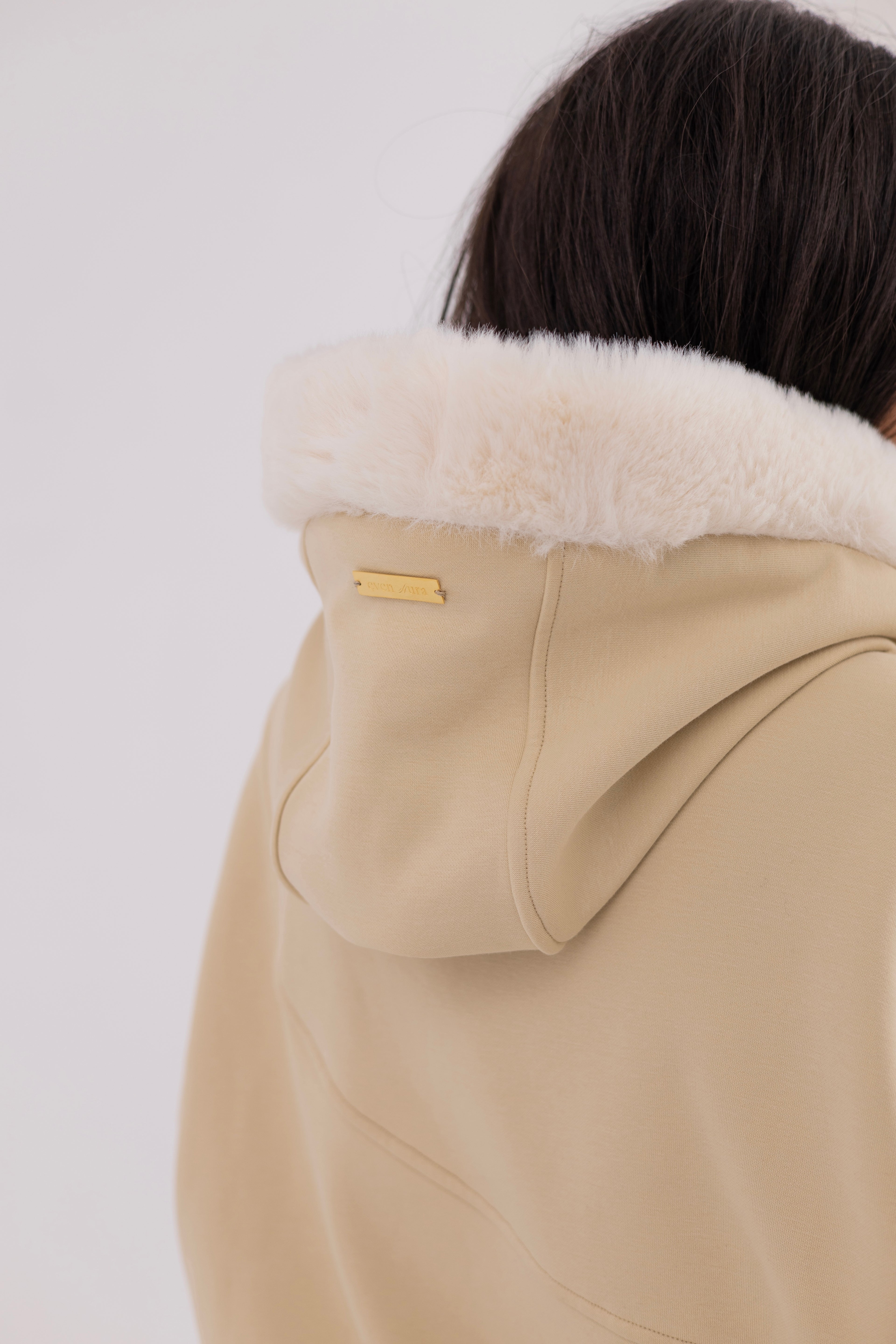 Fur Hoodie Beige