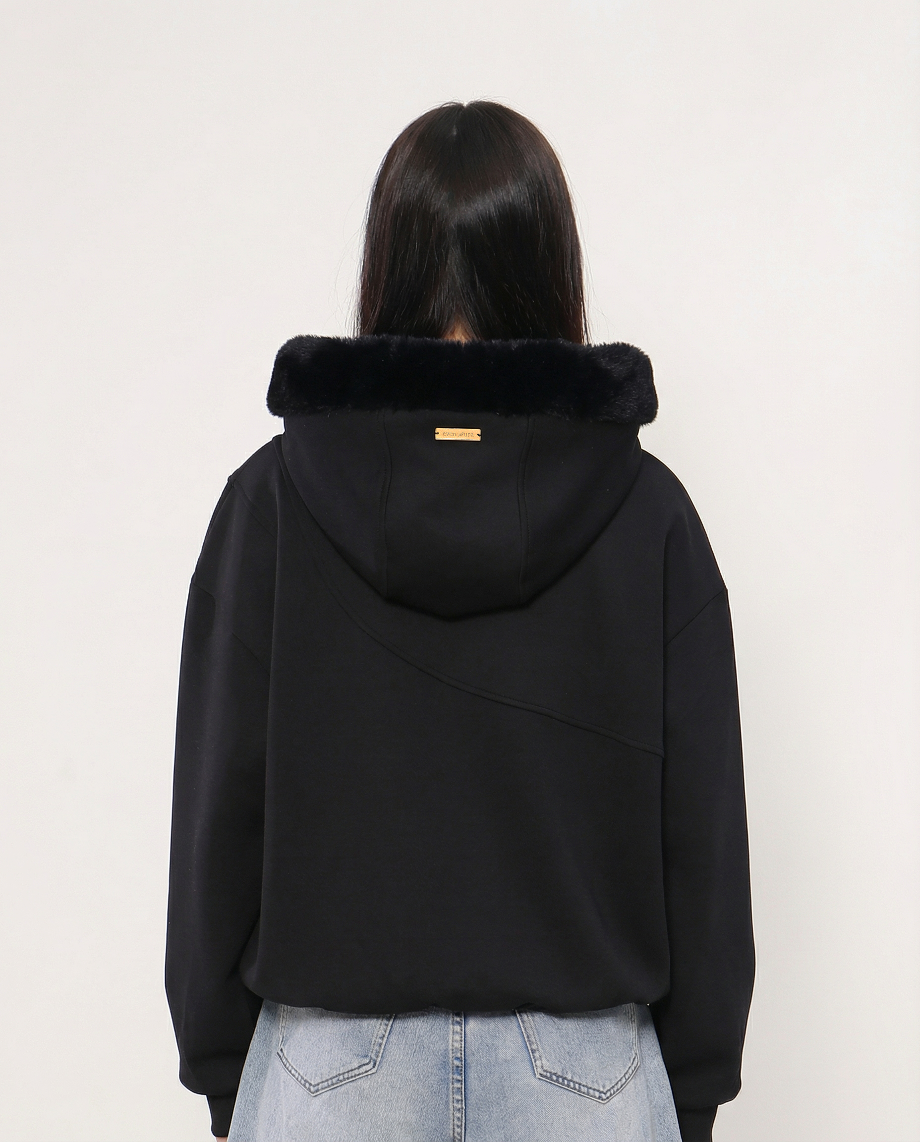 Fur Hoodie Black