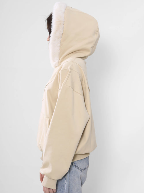 Fur Hoodie Beige