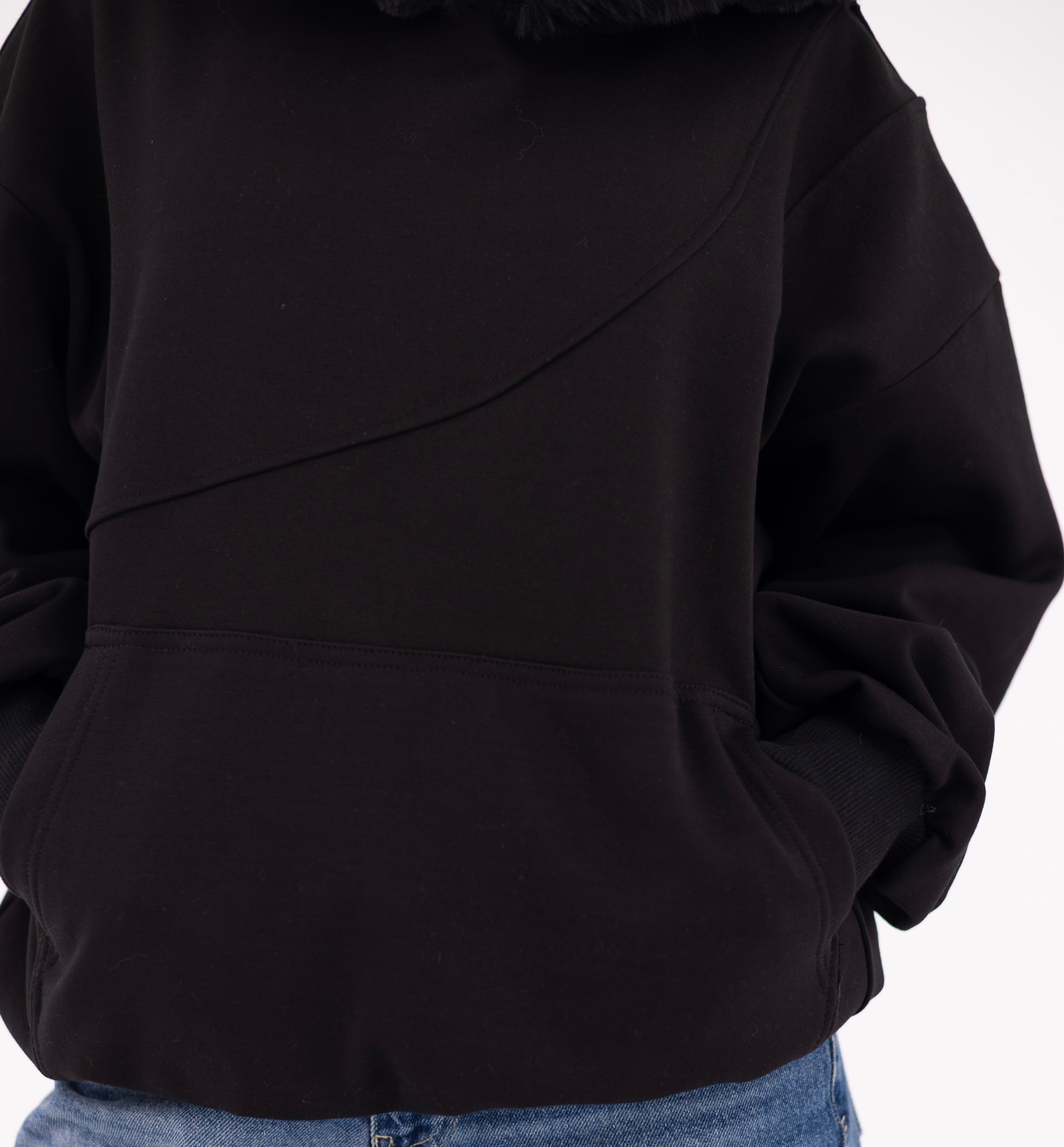 Fur Hoodie Black